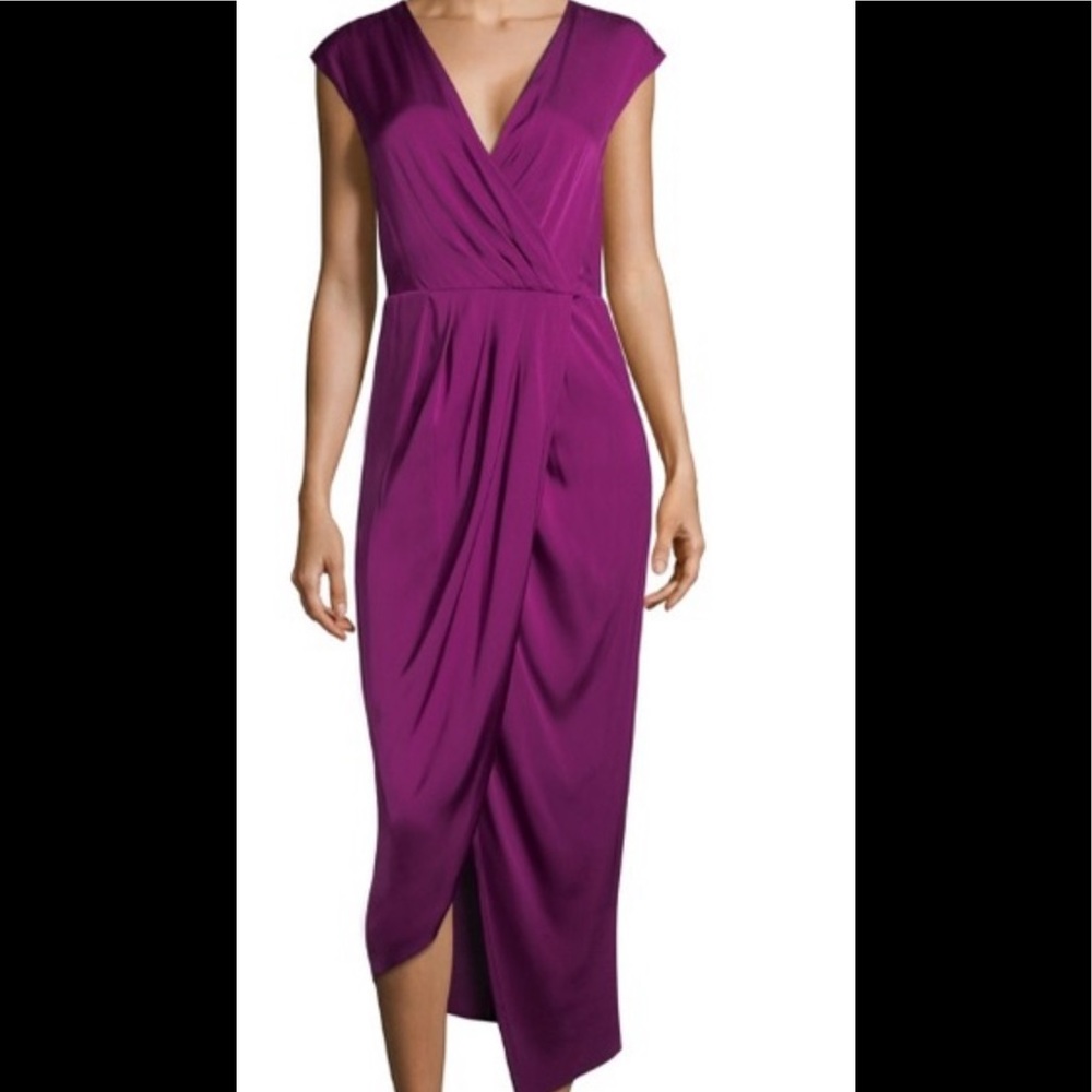 Donna Karan Magenta Wrap Midi Dress